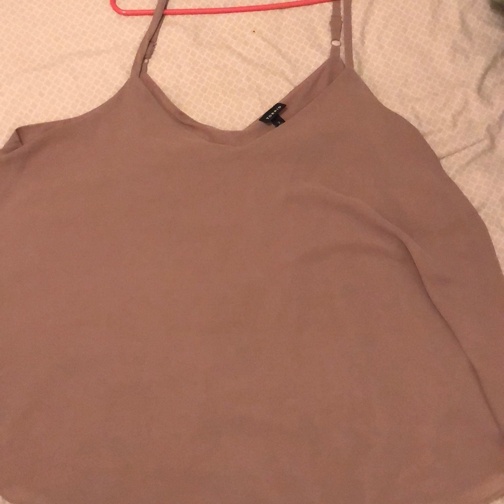 Pretty taupe brown color chiffon tank top